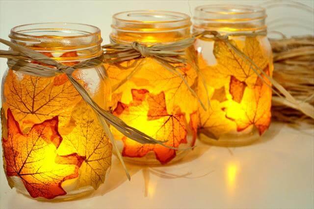 DIY Fall Leaf Mason Jar