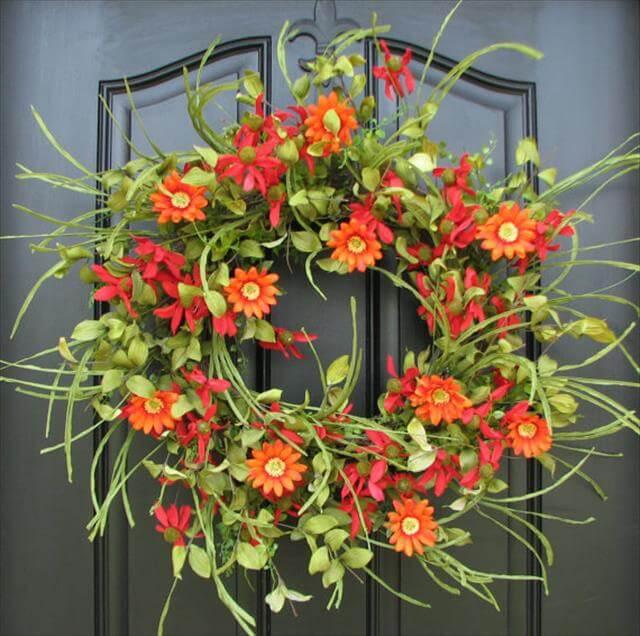 DIY Red Daisies Wreath