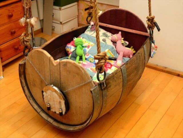 Wine Barrel Baby Cradle