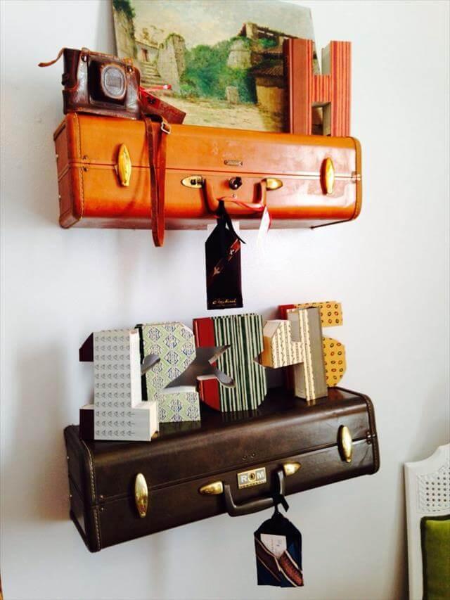  Recycled Suitcase Shelves Refurbished 
