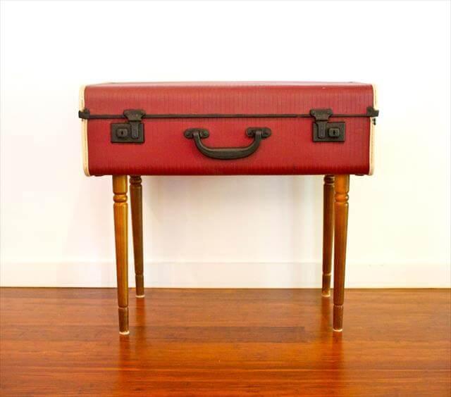 Red Suitcase Table Design