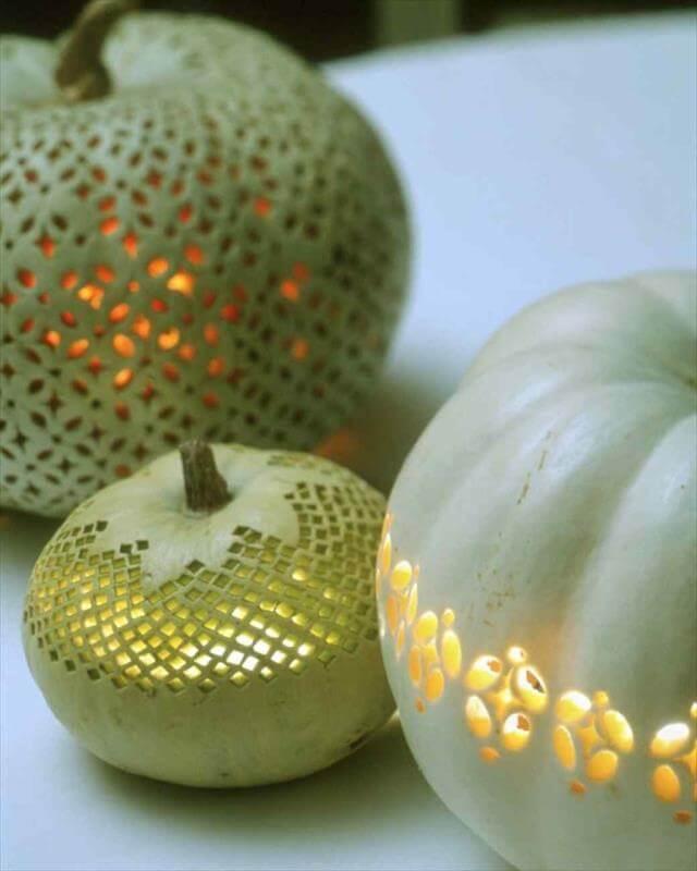 DIY Laced Type Carved Pumpkins