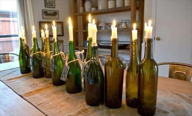 DIY Old Wine Bottle Candle Holder Design