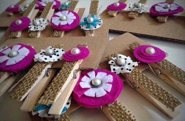 Embellished Clothespins for Books