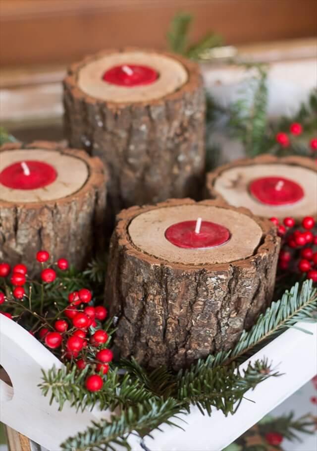Rustic Wood Candle Holder
