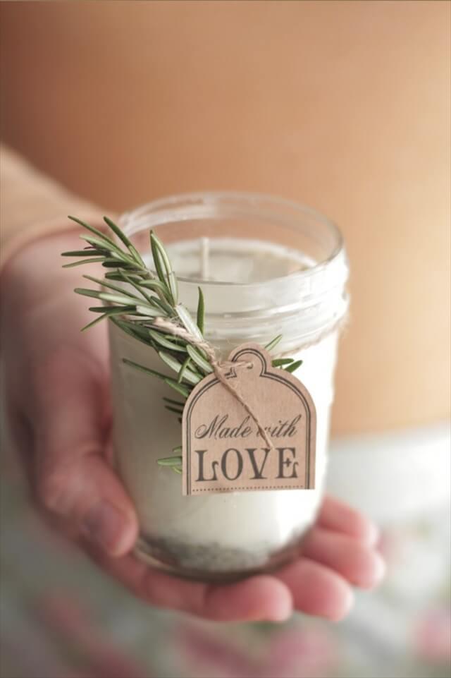 DIY Lavender Rosemary Scented Candle