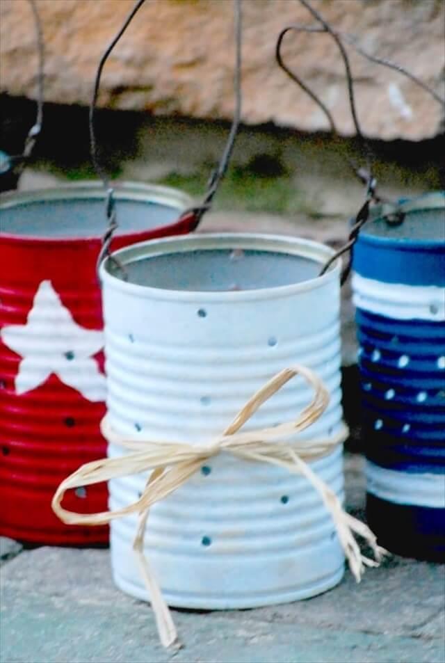 DIY Lanterns:Hand Painted Old Tin Can Lanterns For Home Decor