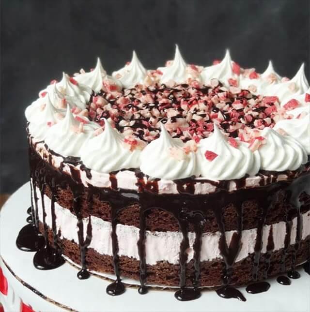Peppermint Brownie Ice Cream Cake 