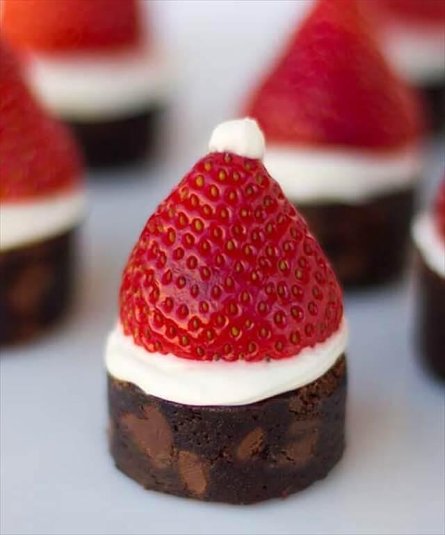 Brownie Strawberry Santa Hats 