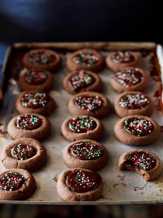 Mini Chocolate Thumbprint Cookies 