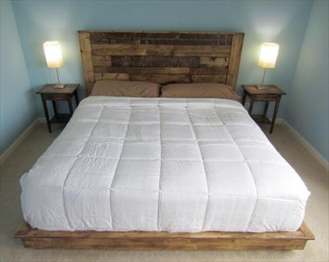 16 Wonderful Diy Pallet Headboard Ideas, Wood Pallet Bed Frame King