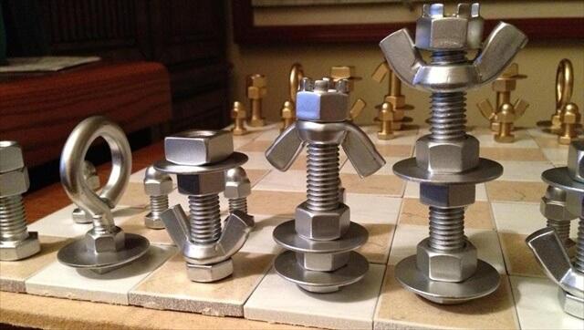 Nuts and Bolts Chess Piece Set