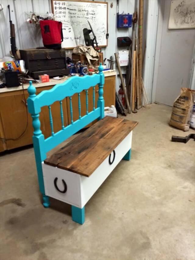 Old Headboard and Reclaimed Pallet Bench