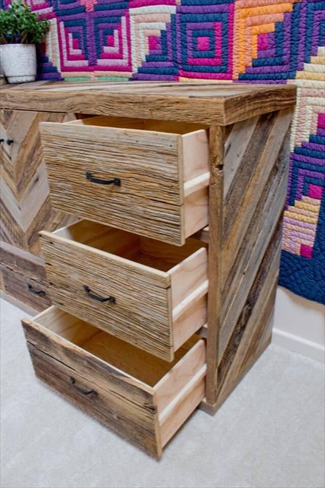 upcycled pallet dresser with multiple drawers