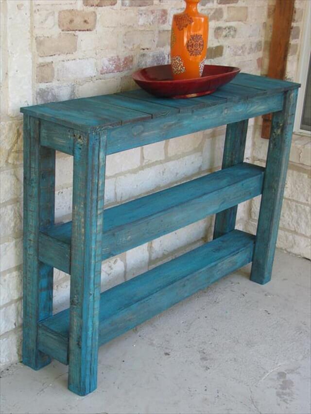 reclaimed pallet side table and media console