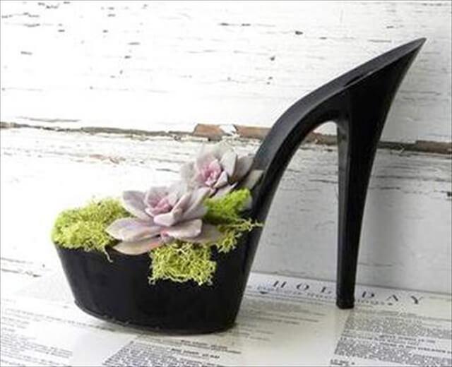 designer shoes with small plants