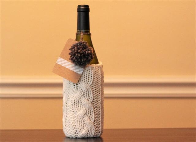 Cabled Wine Bottle Cozy