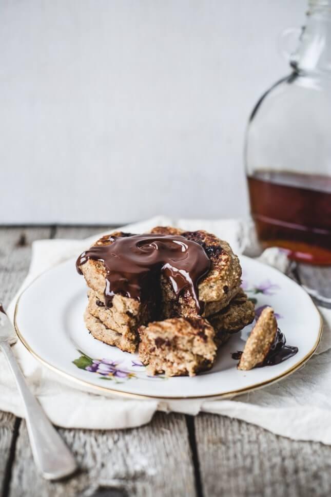 Oatmeal Chocolate Chip Pancakes for One: 