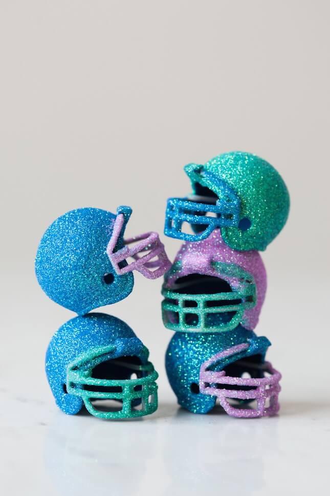DIY Glitter Football Helmets: