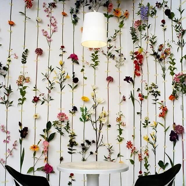 Transform dried flowers into gorgeous wall decor. could also use homemade paper flowers
