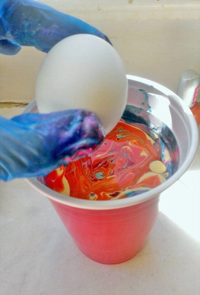 DIY Nail Polish Marbled Eggs for Easter, Homemade Easter Crafts Ideas, DIY Crafts Tutorial