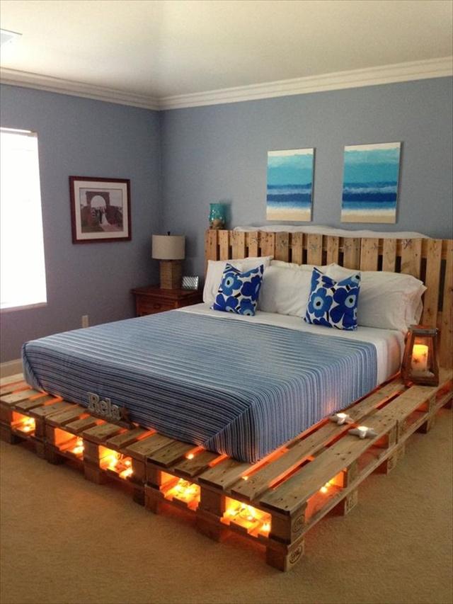 11 Diy Pallet Bed Design, Diy Pallet Bed Frame With Headboard And Storage