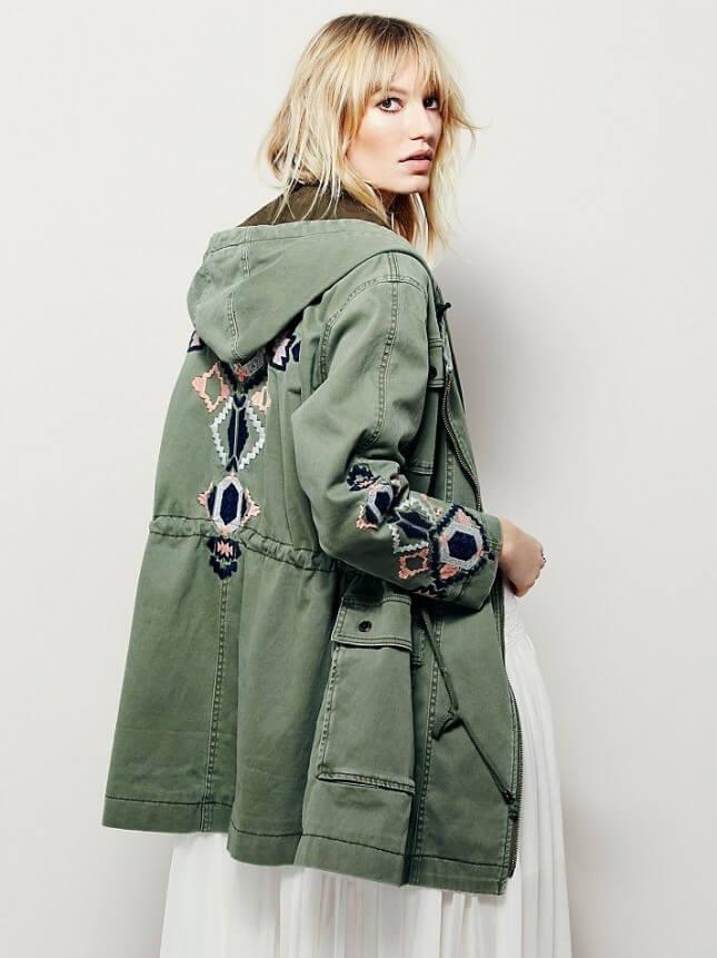 . Free People Embroidered Twill Parka 