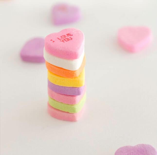  Conversation Hearts Stacking Game: 