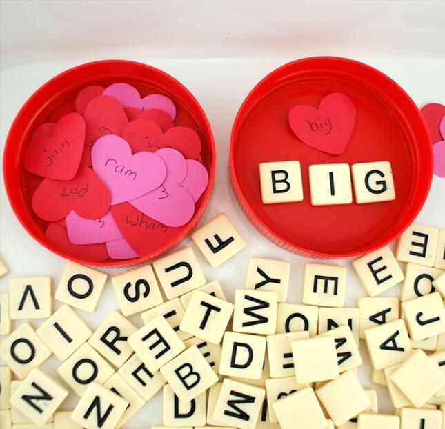 Valentine Hearts Spelling Game: 