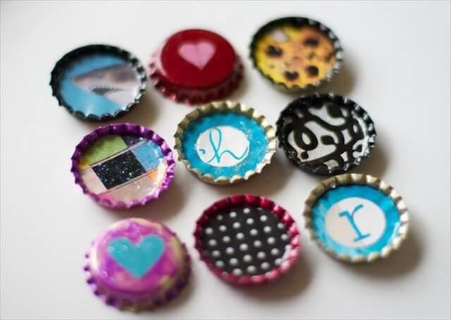 Paint Cute Bottle Cap Magnets with Nail Polish