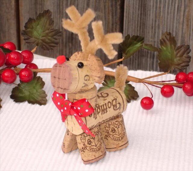 Wine Cork Art Reindeer
