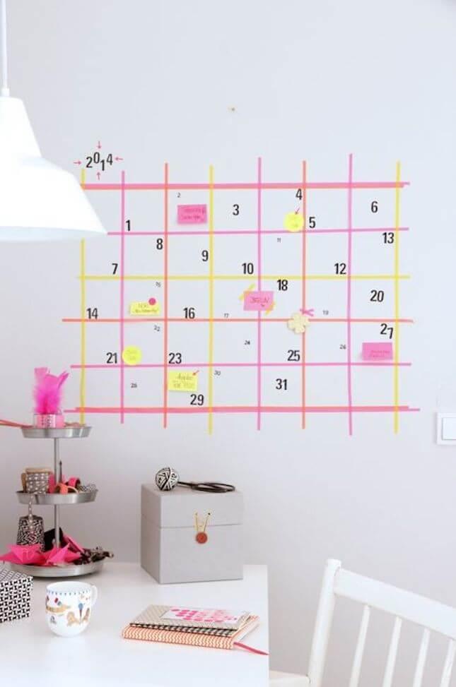  DIY Masking Tape Wall Calendar