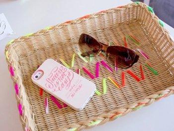 DIY Yarn Embroidered Baskets