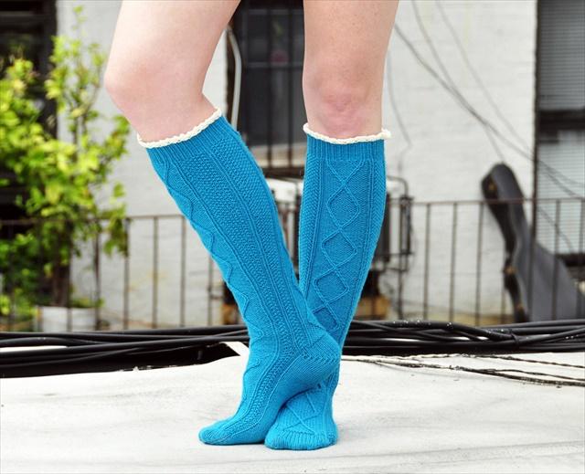 ruffle cable knee socks and leg warmer