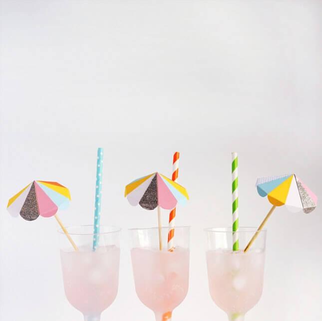  DIY Paper Umbrella Drink Stirrers