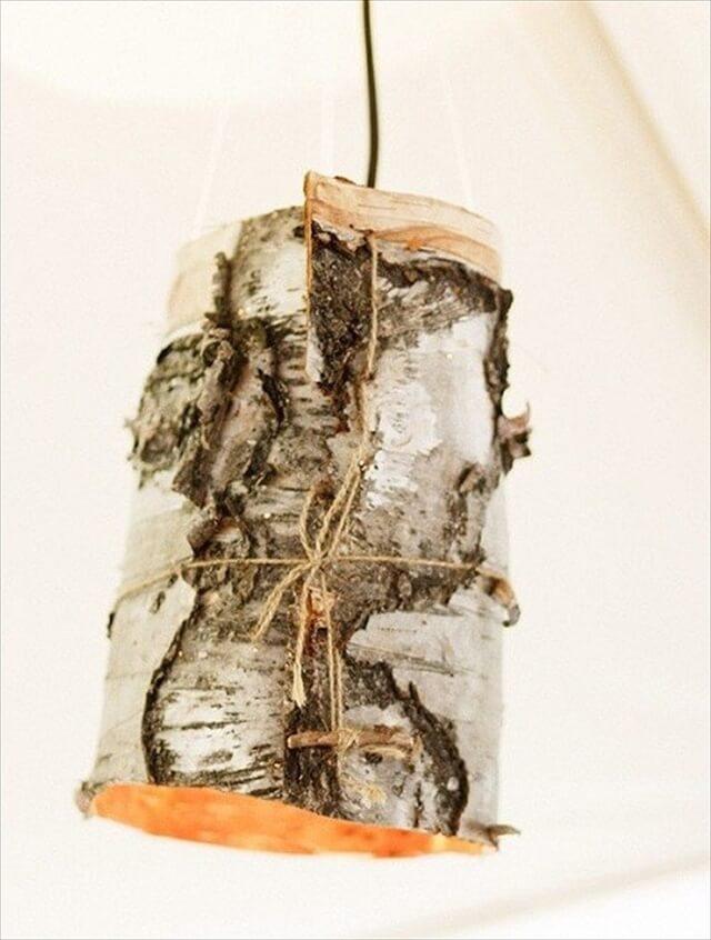 Birch bark lamp