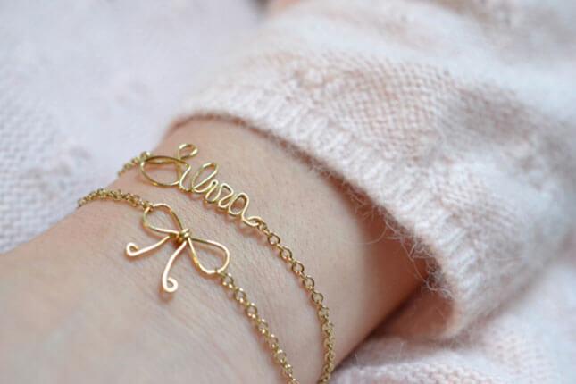 Name and Bow Wire Bracelet: 