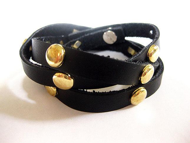 Studded Leather Wrap Bracelet:
