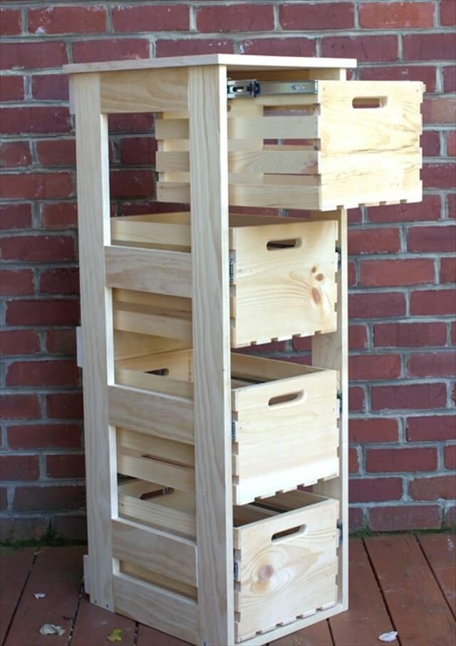 DIY crate storage cabinet with sliding drawers Virginia Sweet Pea
