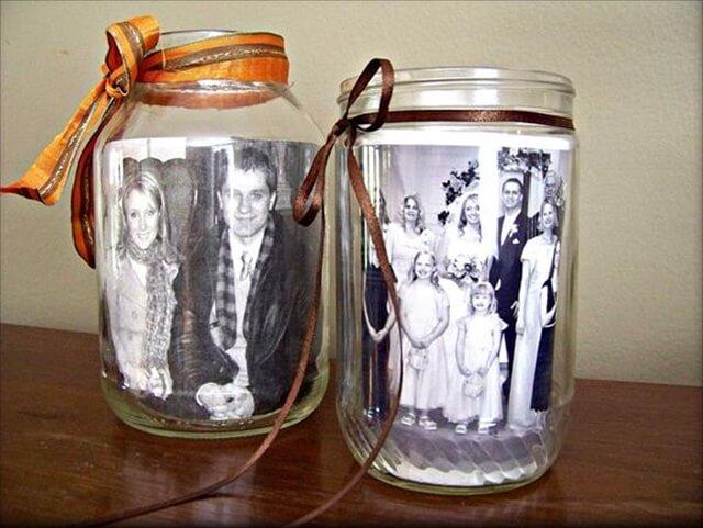 Old Mason Jar Picture Frame Gift Idea: