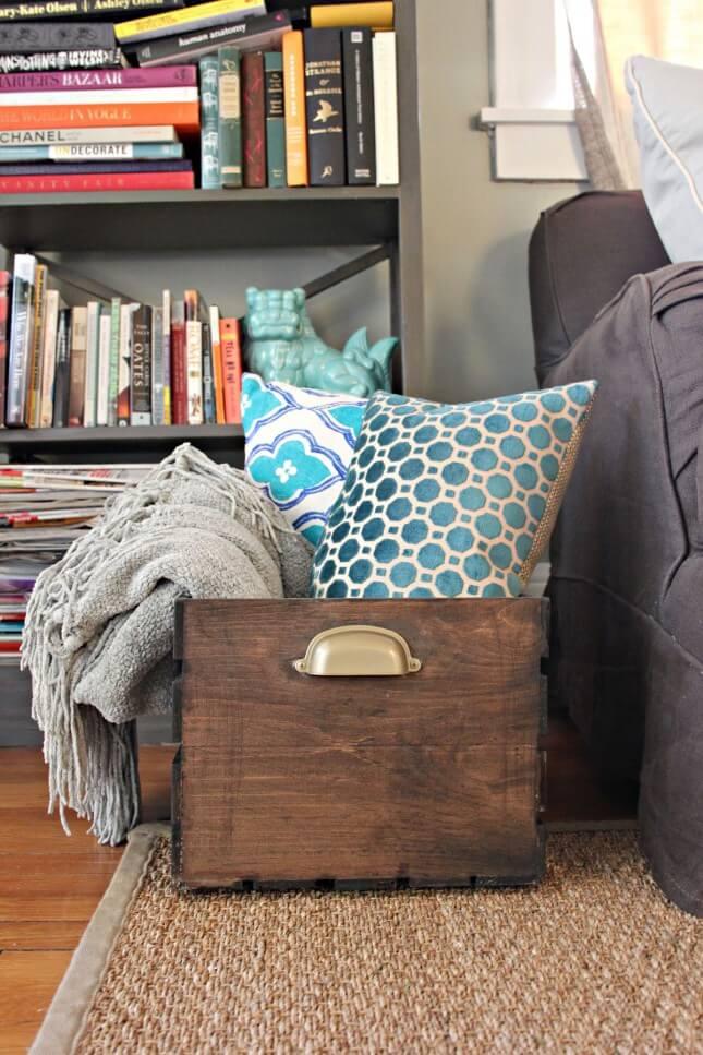  Throw Blanket + Pillow Storage: