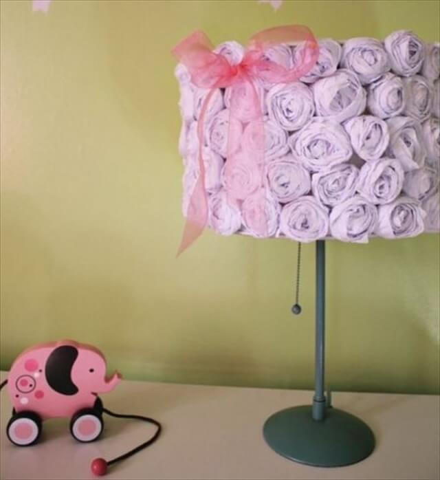 DIY lampshade covered with roses