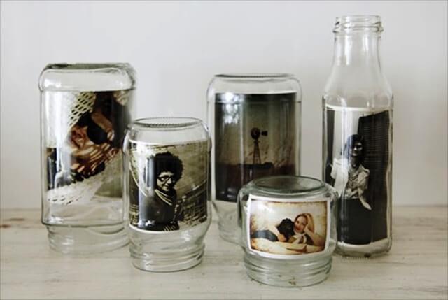  glass jars turned into picture frames