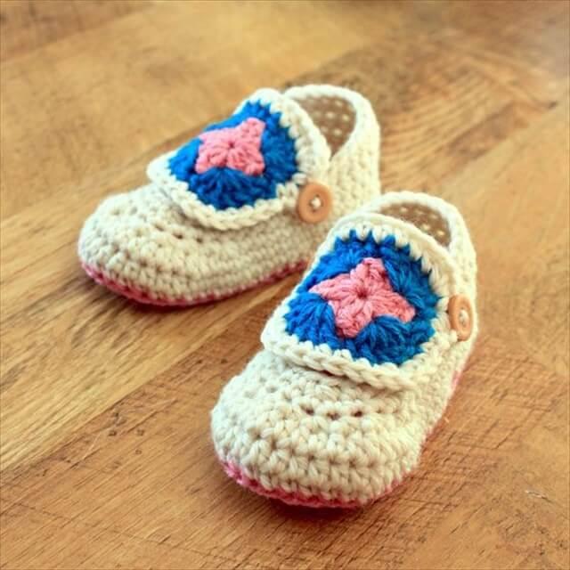 Easy Buccaneer, Crochet Shoes, Buccaneer Bootie, Crochet Baby, Granny Squares, Baby Booties