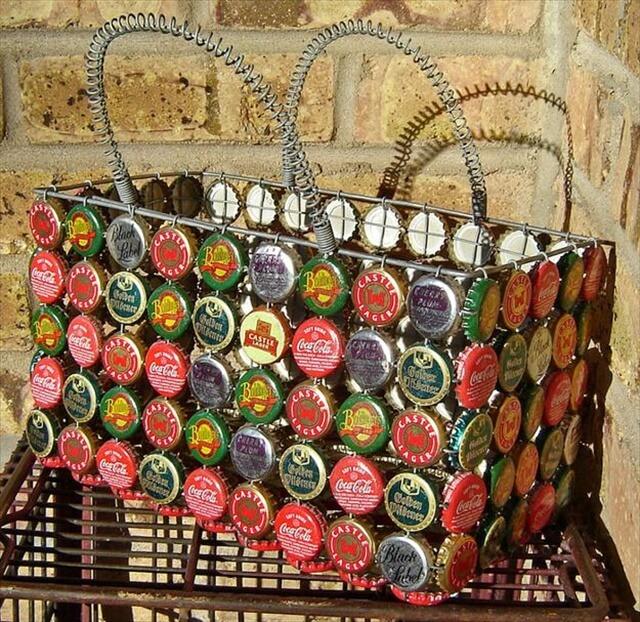 recycled bottle basket for storage 