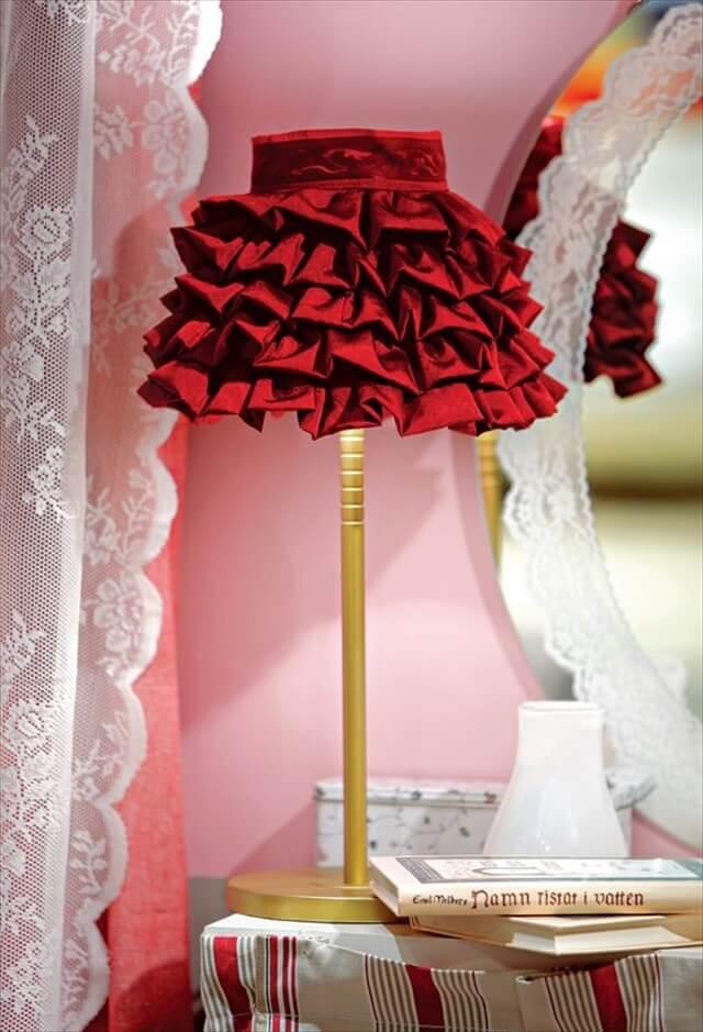 red fabric lampshade idea