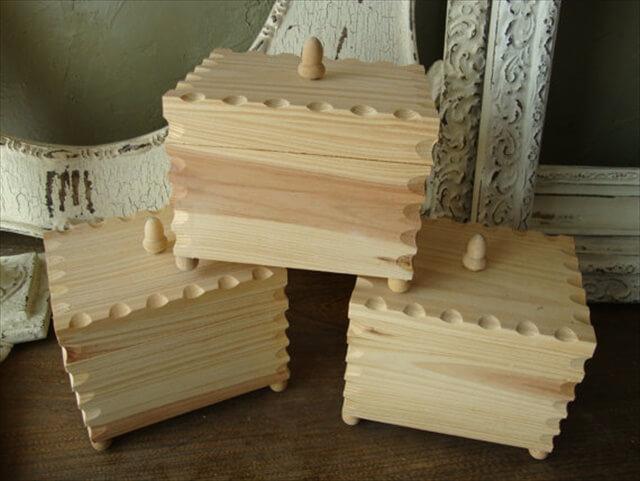 Unfinished wood box with lid wooden boxes with feet DIY wood gift box wood craft supplies
