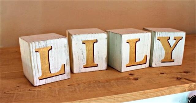  Simple, chunky alphabet blocks make a great gift. These were painted with gold letters instead of the typical girly pink.