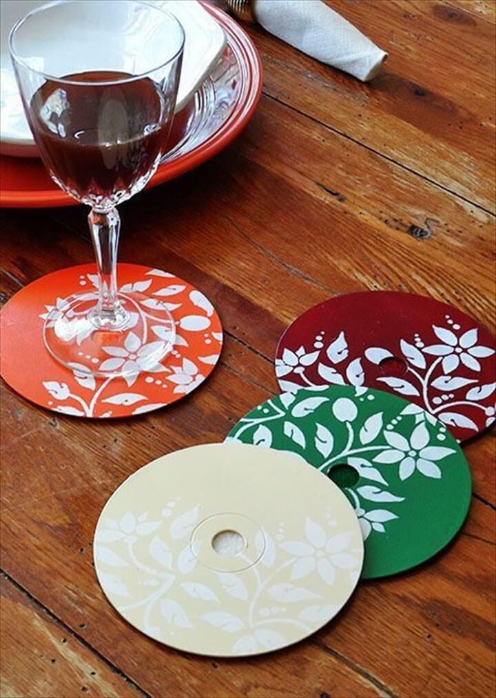 Stenciled DVD Coasters