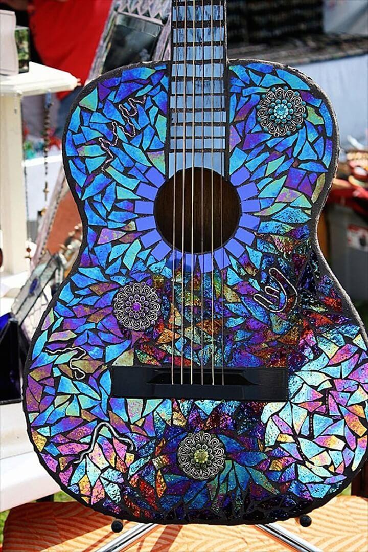 guaitar made from cds,Guitar Adorned In CDs 